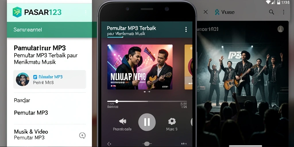 Antarmuka PASAR123 yang sederhana dan modern untuk Pemutar MP3.